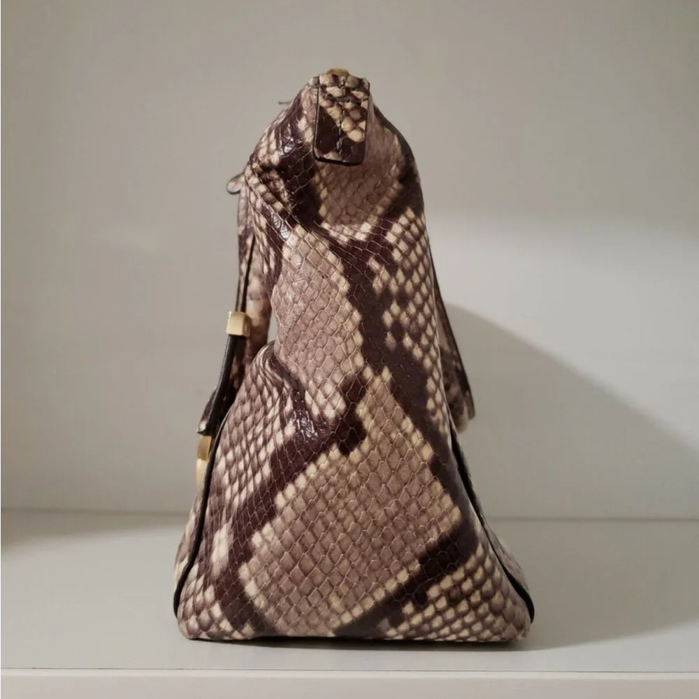 Michael Kors Embossed Python Print Riley Satchel Bag - Picture 7 of 14